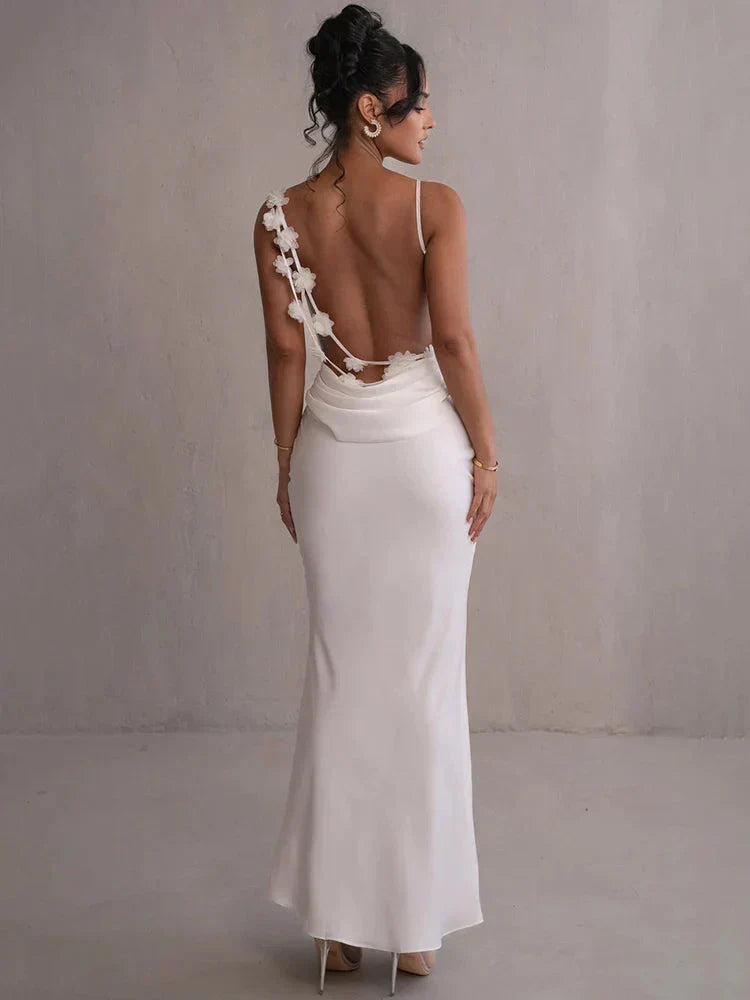 Satin Kleid mit Blumen