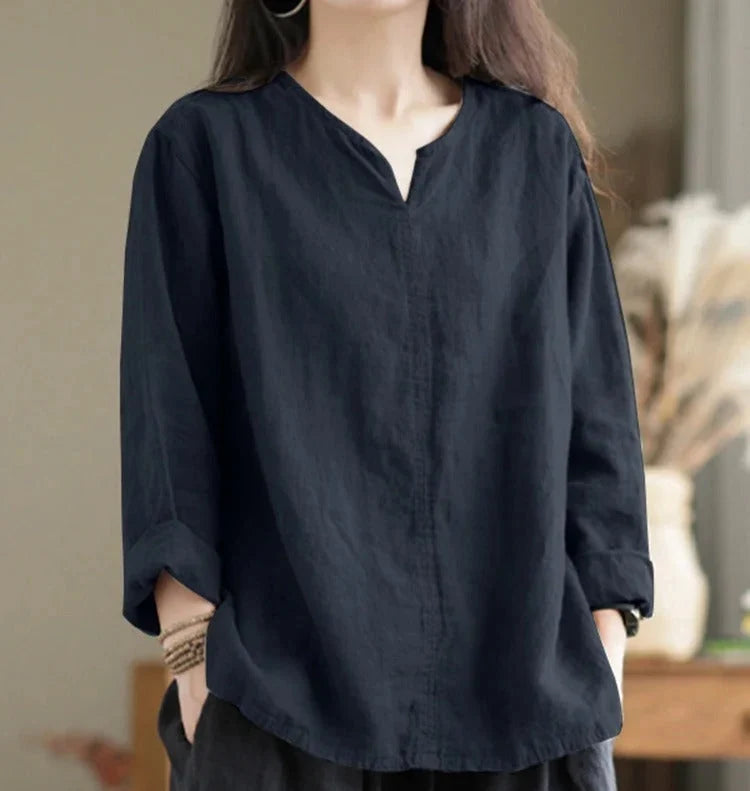 V-Ausschnitt Bluse aus Baumwolle