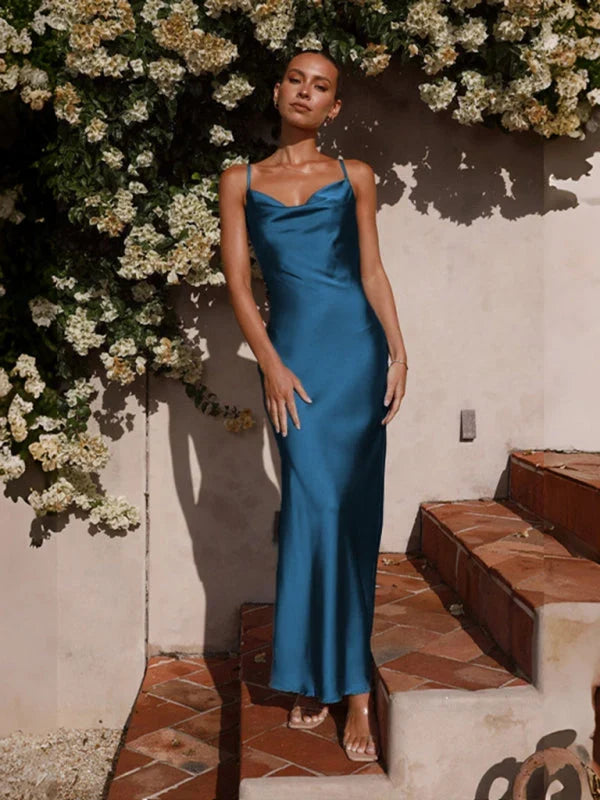 Heidi-Mode | Damen Hosenträger Tiefes V-Ausschnitt Slim-Fashion-Kleid