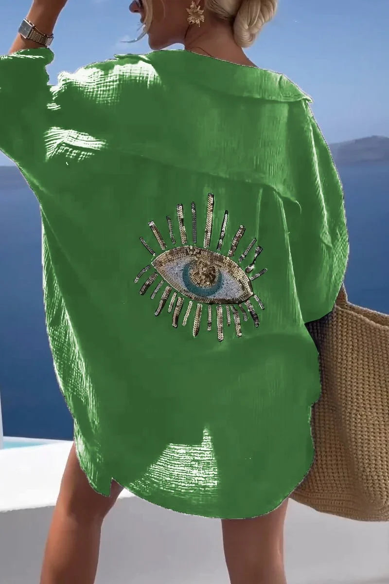 Elegantes Freizeithemd mit Paillettenperlen