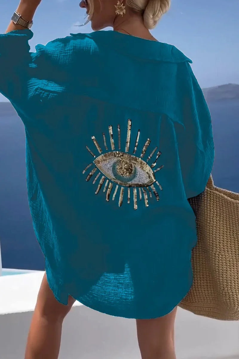 Elegantes Freizeithemd mit Paillettenperlen