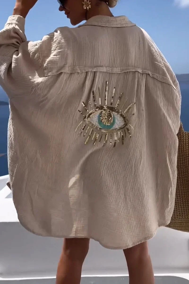 Elegantes Freizeithemd mit Paillettenperlen