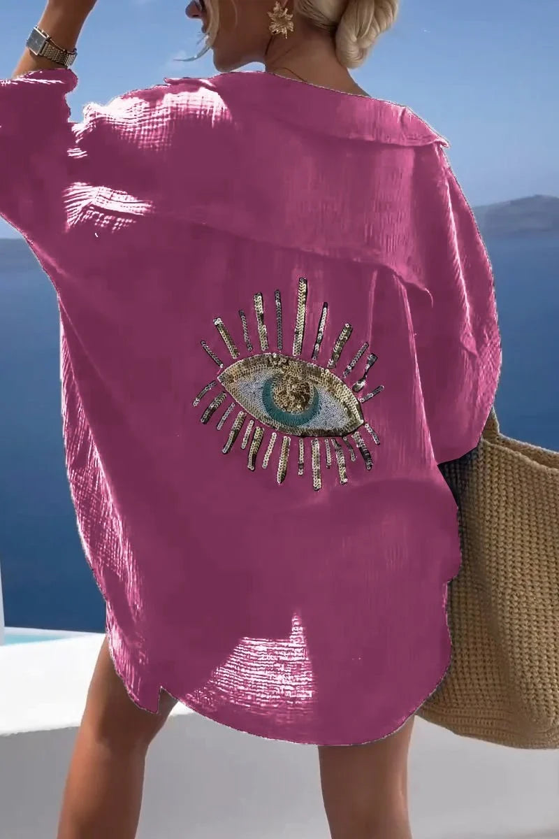 Elegantes Freizeithemd mit Paillettenperlen