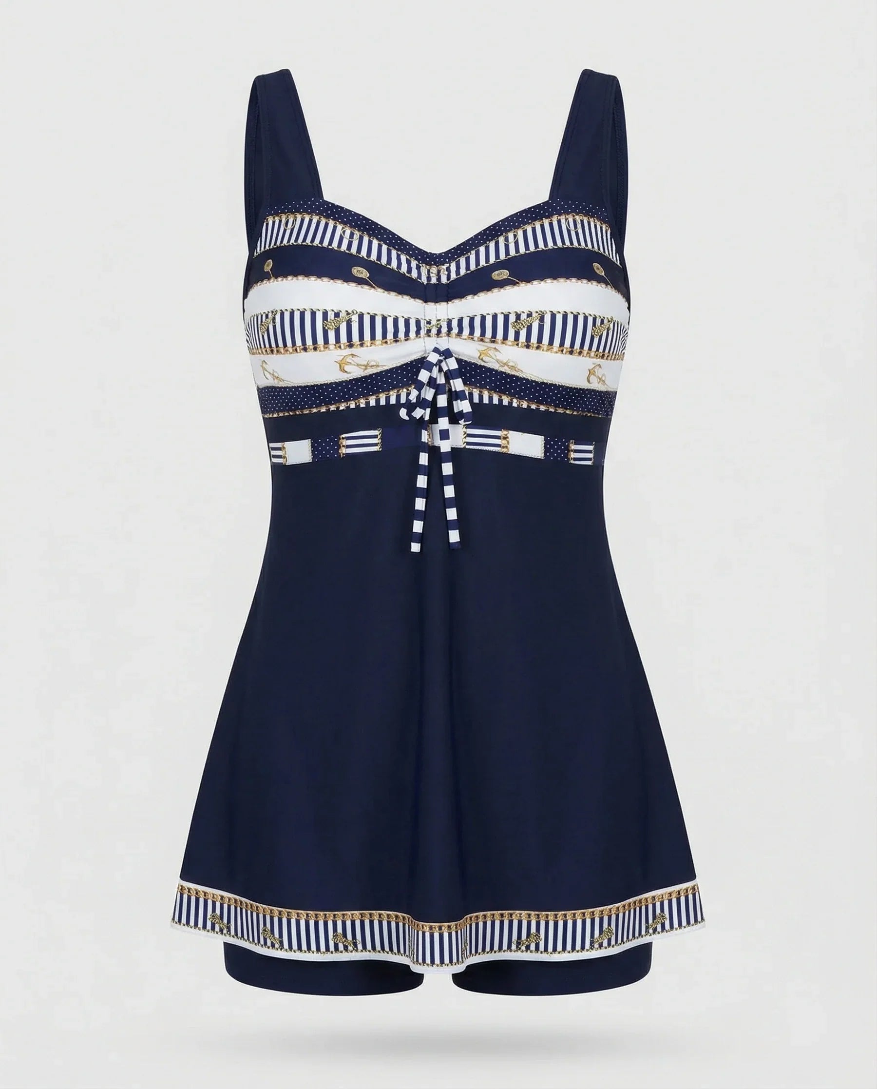 Blauer, Schmaler, Leichter Patchwork-Tankini