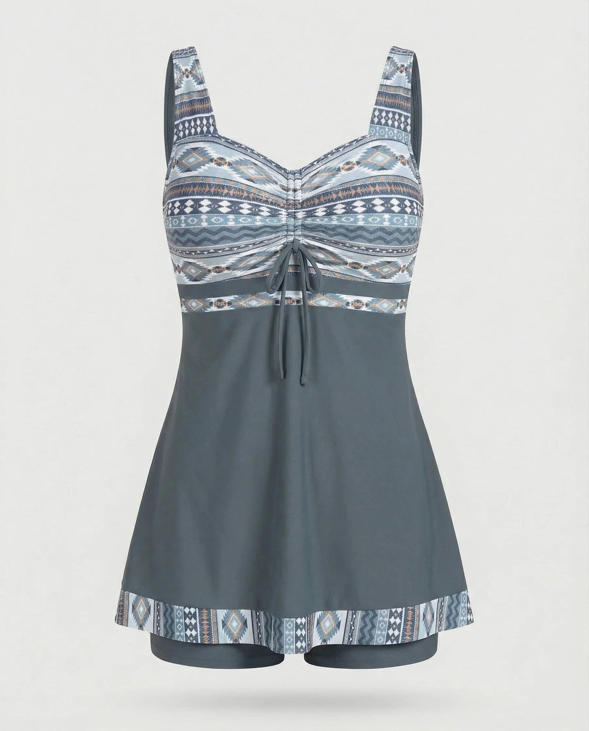 Blauer, Schmaler, Leichter Patchwork-Tankini