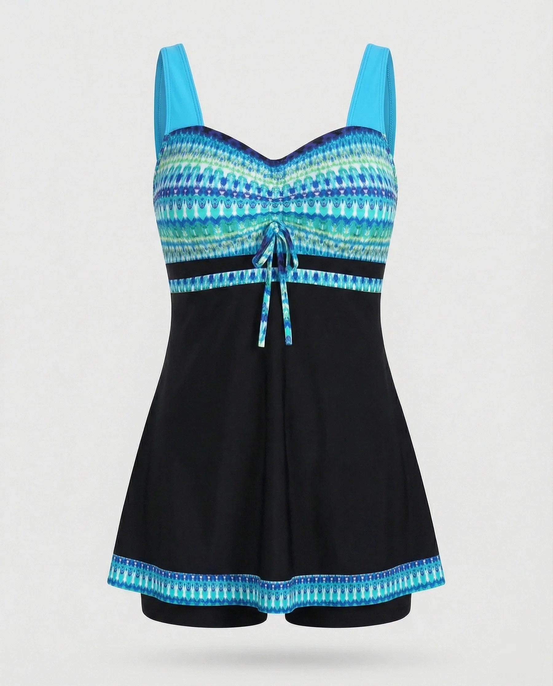Blauer, Schmaler, Leichter Patchwork-Tankini