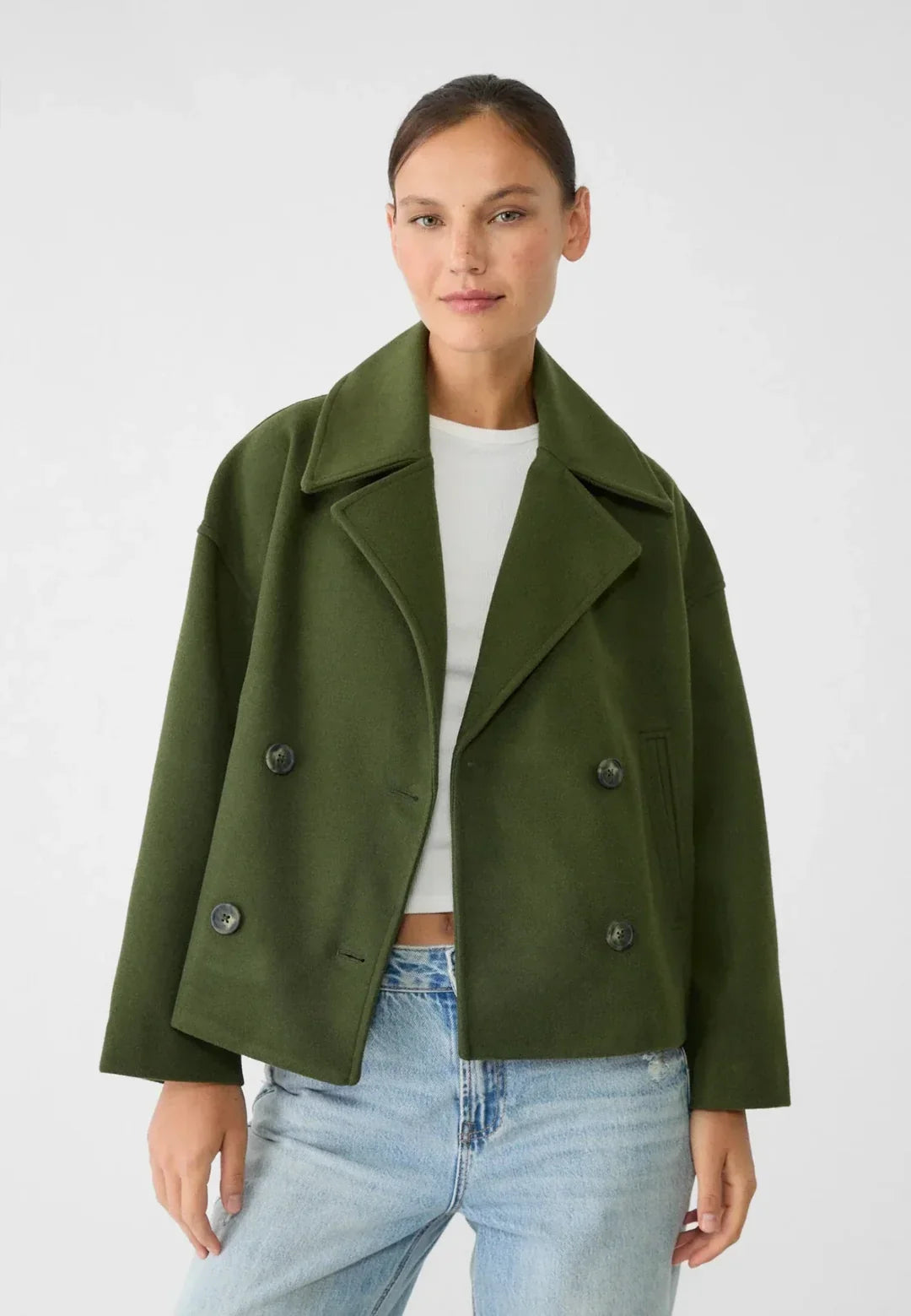Damen Jacke mit Kurzschnitt & Doppelreiher